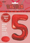 Red "5" Numeral Foil Balloon 86cm (34"
